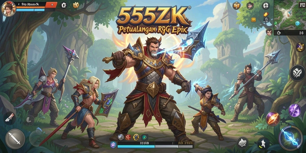 Tampilan utama gameplay RPG di 555ZK yang menegangkan.