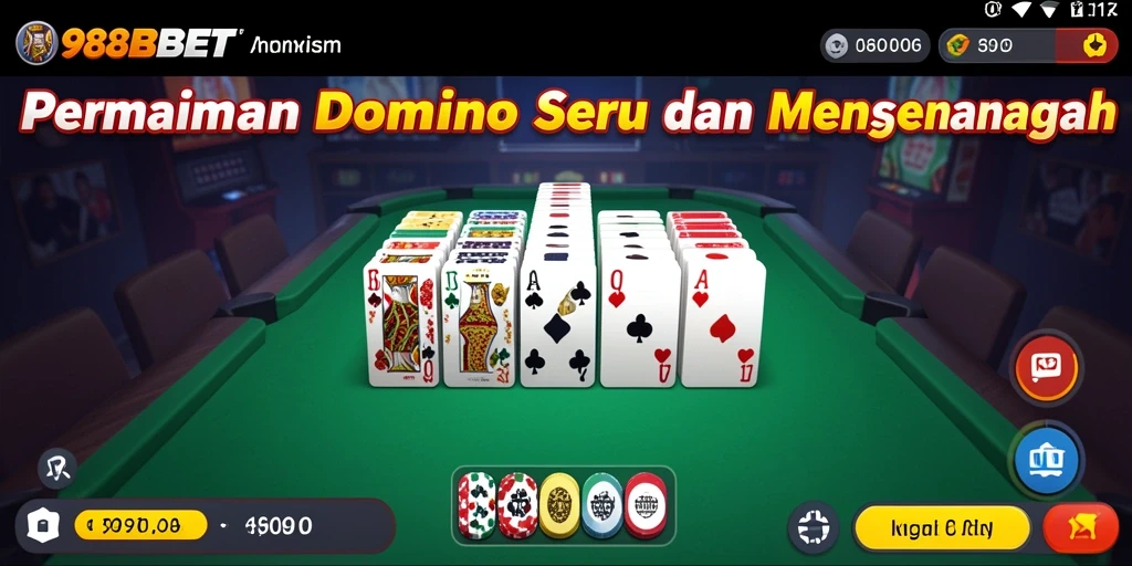 Tampilan gameplay Domino yang seru dan interaktif di 988BET.