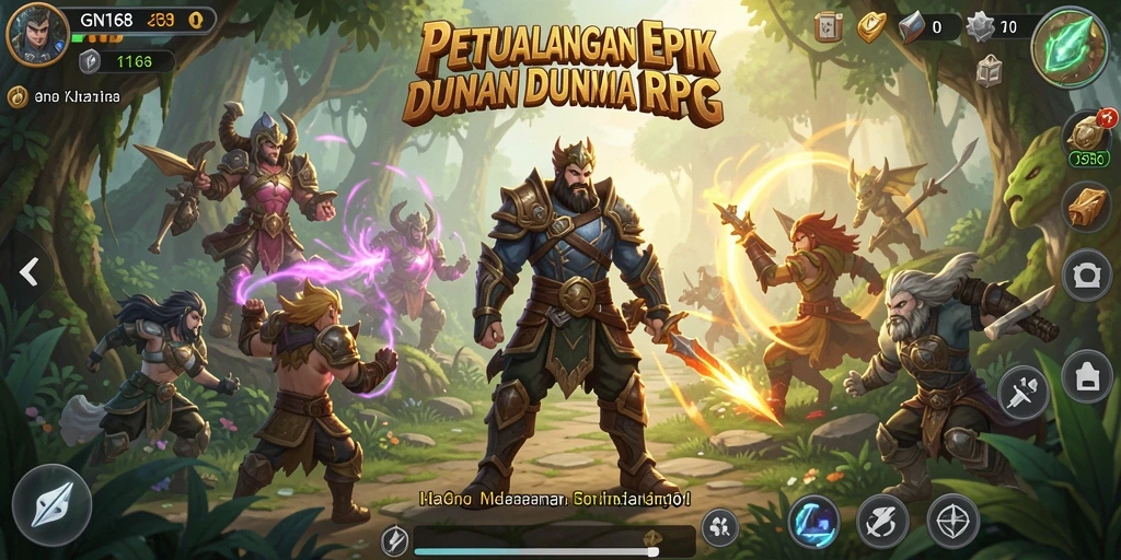 Tampilan gameplay dramatis dalam dunia RPG yang menakjubkan.