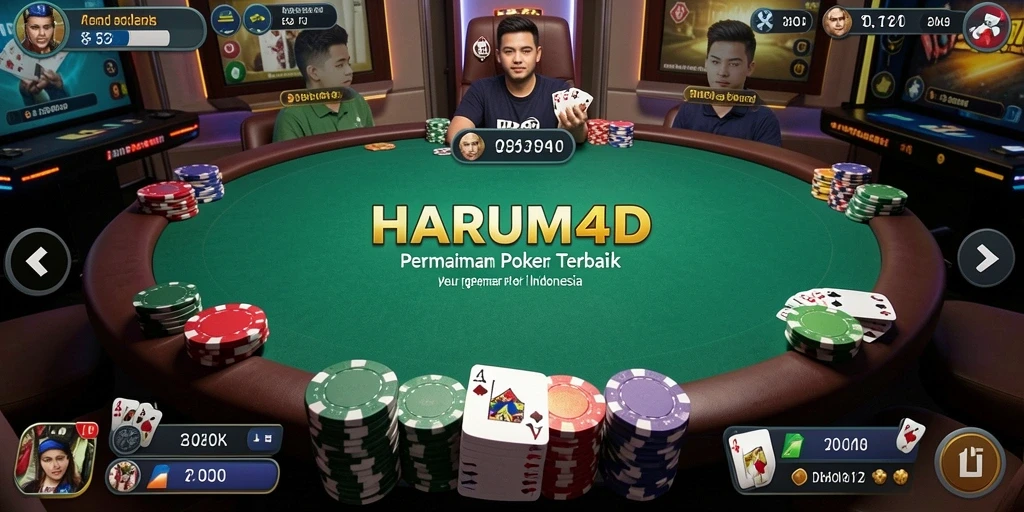 Tampilan gameplay Poker yang seru dan interaktif di HARUM4D.