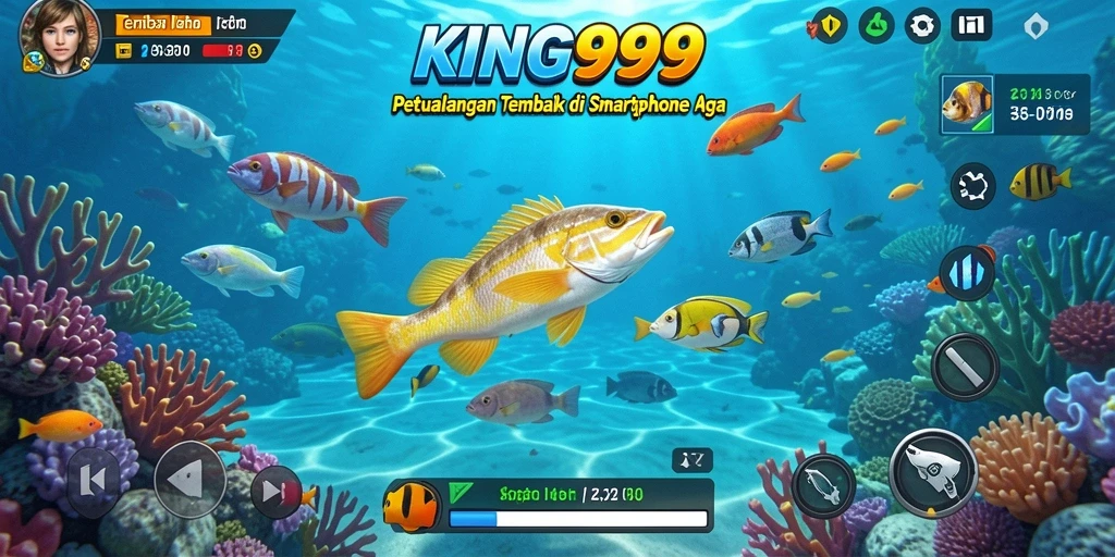 Tangkapan layar menunjukkan aksi menembak ikan yang seru di KING999.