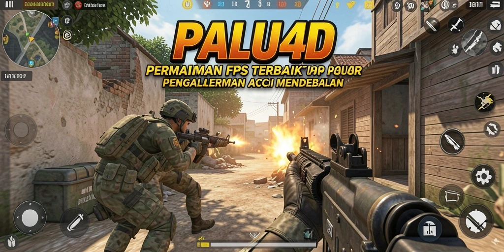 Screenshot utama PALU4D menunjukkan aksi tembak-menembak yang mendebarkan.