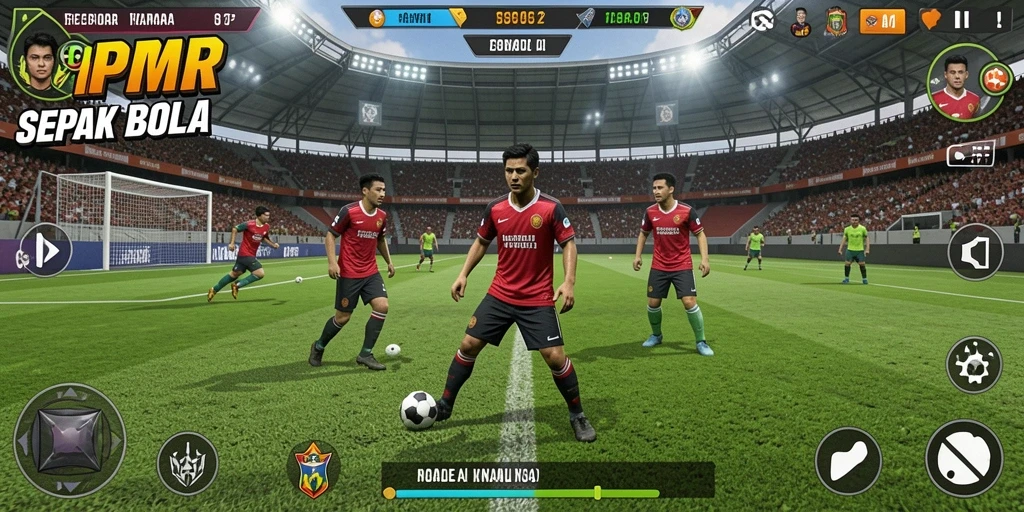 Tampilan gameplay RPRR yang menarik dan penuh aksi sepak bola.