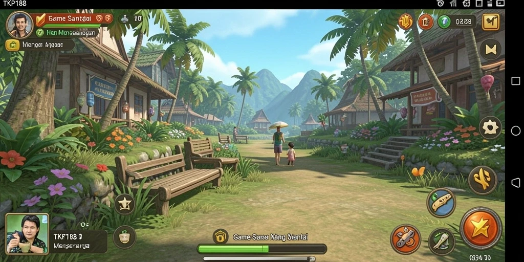 Tampilan gameplay TKP188 yang ceria dan menghibur.